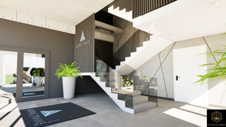 lamele na schodach, projekt klatki schodowej i holu