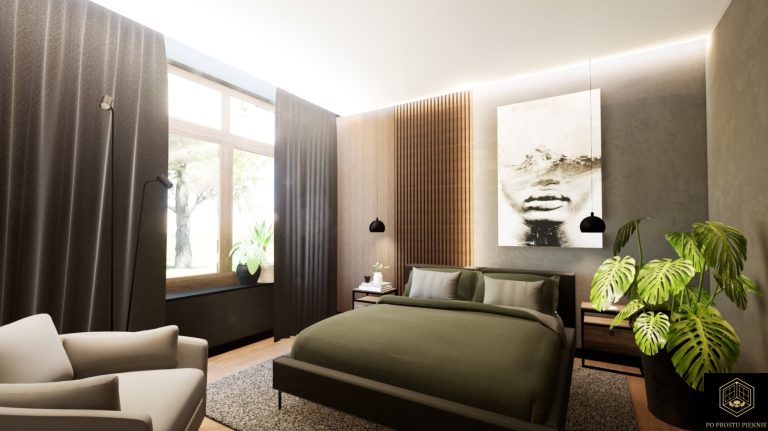 sypialnia loft i lamele