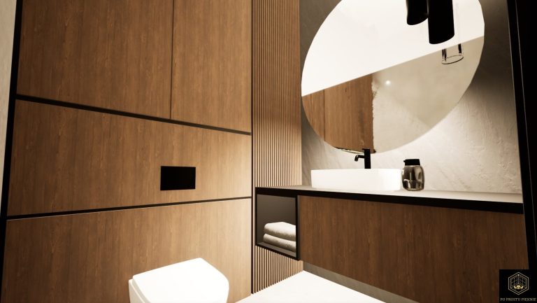 mała toaleta, loft, lamele