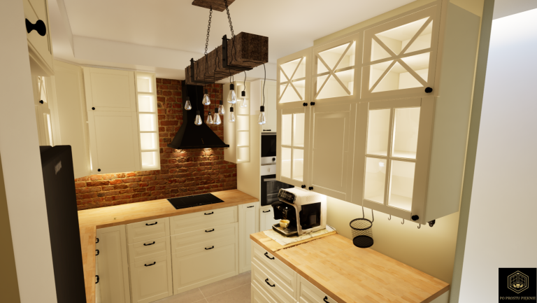 kuchnia ikea, farmhouse, przeszklone szafki, czarna lodówka, czarna bateria