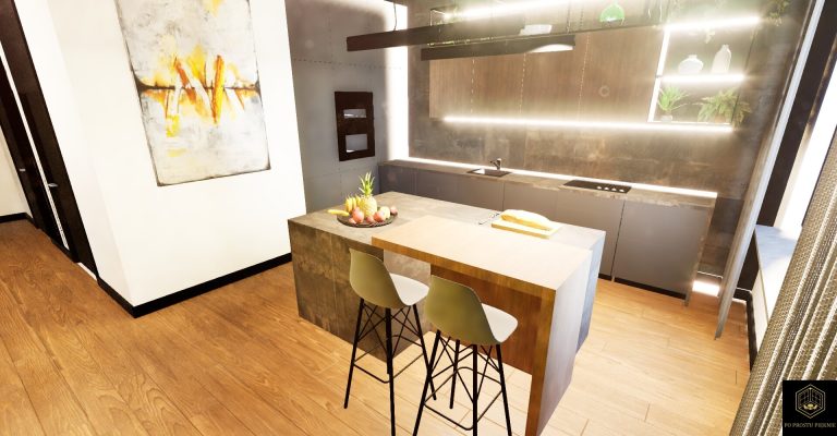 wyspa kuchenna loft i spiek, spiek kwarcowy w kuchni